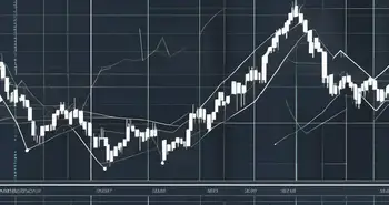 A dynamic stock market chart with various trading formations like head and shoulders