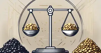 A balanced scale with different types of commodities like grain