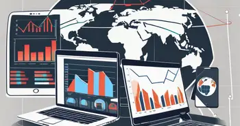 Una variedad de dispositivos digitales como una computadora portátil