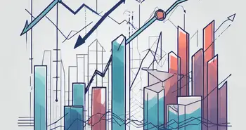 A series of abstract geometric shapes representing stock market trends