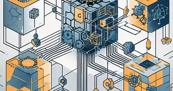 A secure blockchain represented by interconnected cubes