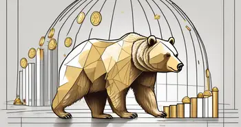 A bear standing on a falling graph line