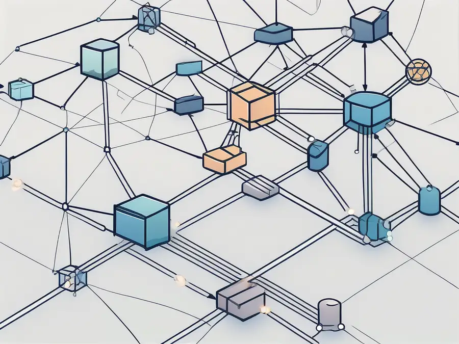 Ein komplexes Netzwerk von miteinander verbundenen Knoten oder Computern