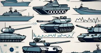 Una colección de diversos equipos militares como tanques