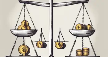 A balanced scale with different types of investment symbols (like stocks