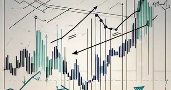 A stock market chart with rising and falling lines