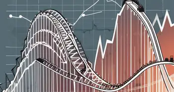 An abstract representation of a roller coaster with sharp peaks and drops