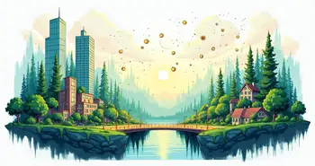 Zeichnen Sie eine Illustration einer geteilten Landschaft